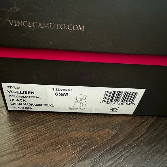 Vince Camuto Black Buckle Platform Heeled Ankle Moto Boots - Picture 4 of 9